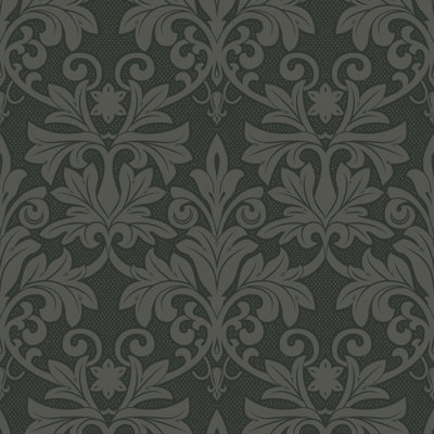 Papier peint rococo relief - obsidienne