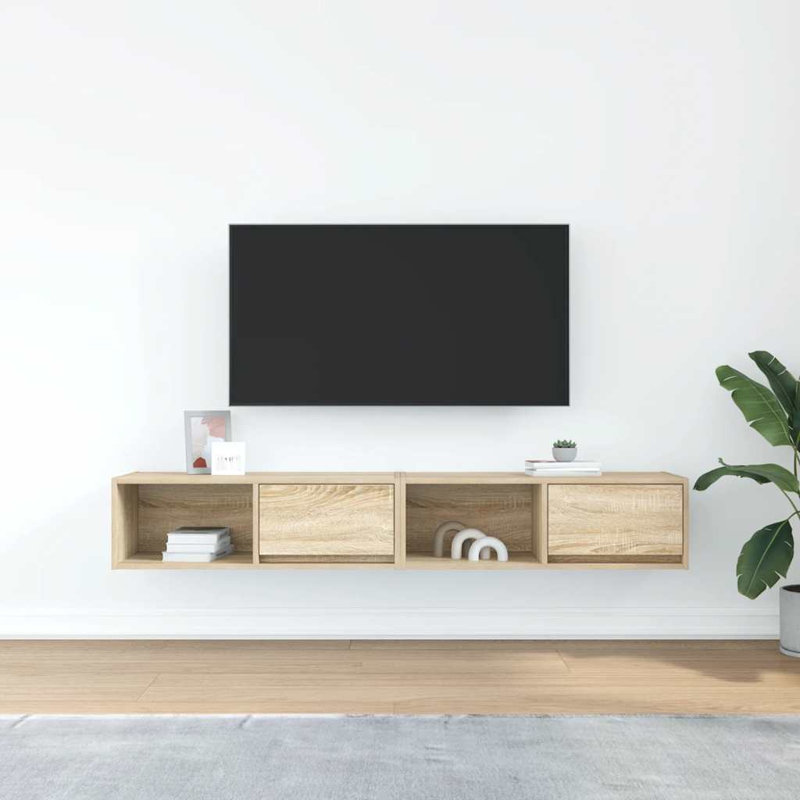 TV Cabinets 2 Pcs 80X31x25.5 Cm Engineered Wood, 80 cm, Sonoma Oak