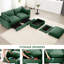 2 places assises avec repose-pieds et 1 tiroir de rangement amovible en chenille sous chaque siège, conception intégrée de coussins d'accoudoirs enveloppés, en forme de croissant, bordures de coussin décoratives passepoilées,-648875701