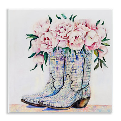 Rose Filled Cowgirl Boots Wall Plaque, design by Amanda Greenwood