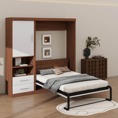 Lit escamotable double avec armoire