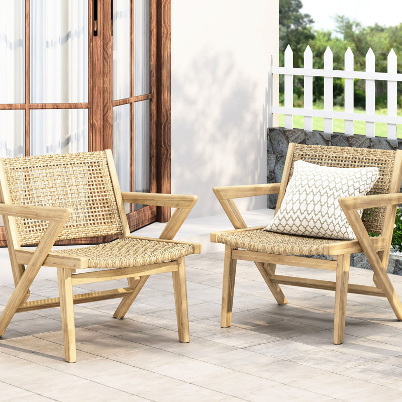 Chaises d'extérieur brunes - et 2 chaises transitionnelles en bois (de 2)