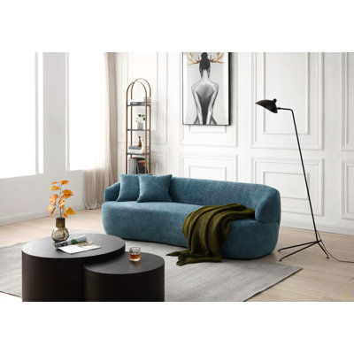 Mid Century Modern Curved Sofa, 3 Seat Cloud Couch Boucle Sofa Fabric Couch For Living Room, Bedroom, Office