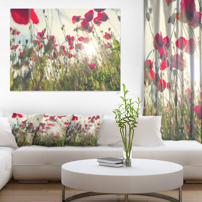 «Poppy Flowers on Summer Meadow», reproduction de photo sur toile tendue