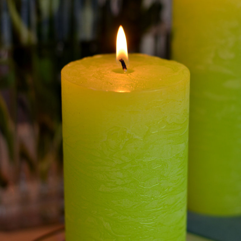 3 Piece Pillar Candle Set, Light Spring Green