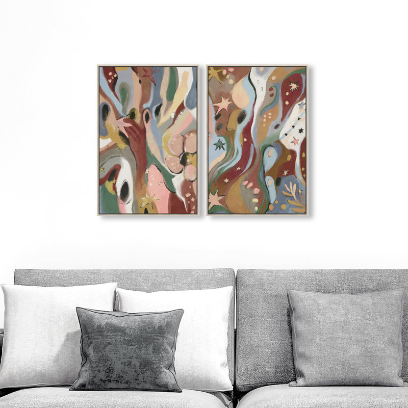 Modern Folk Set Set by Oliver Gal, 50"H x 34"W, Silver Floater Frame
