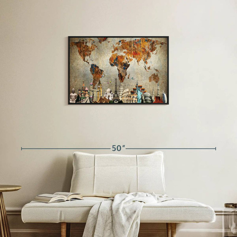 Aliaz Rusty World Map, 21" H x 31" W