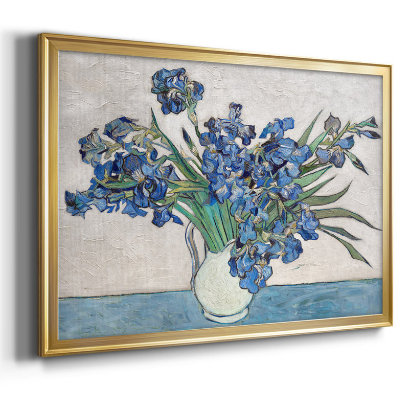 " Blue Irises ", Gold, 14" H x 20" W x 1.5" D