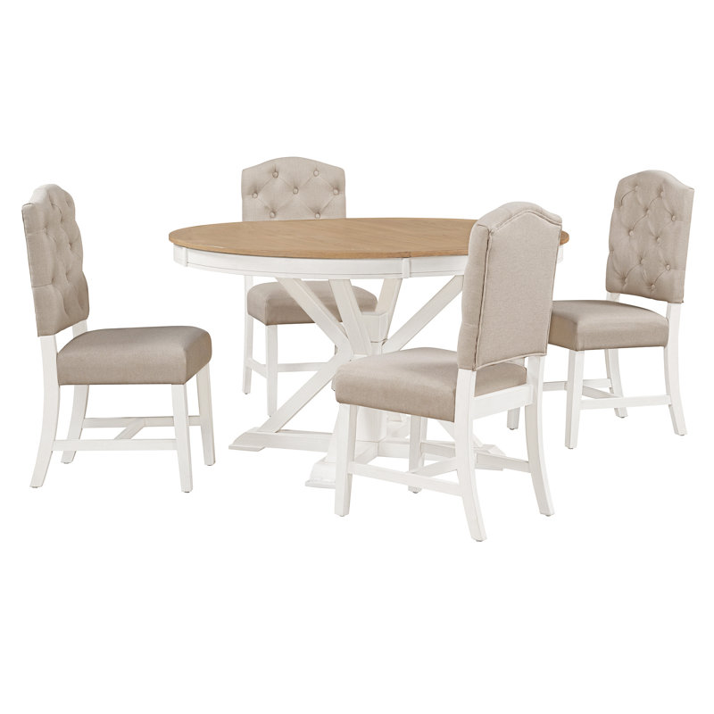 Ensemble de table de salle à manger rétro avec table extensible et 4 chaises rembourrées, alliant design classique et fonctionnalité pour les espaces de salle à manger et de salon
