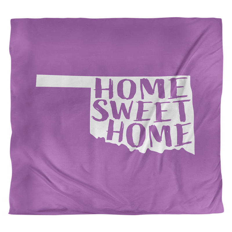 Housse de couette Home Sweet Oklahoma, Housse de couette pour très grand lit, Violet, Microfibre