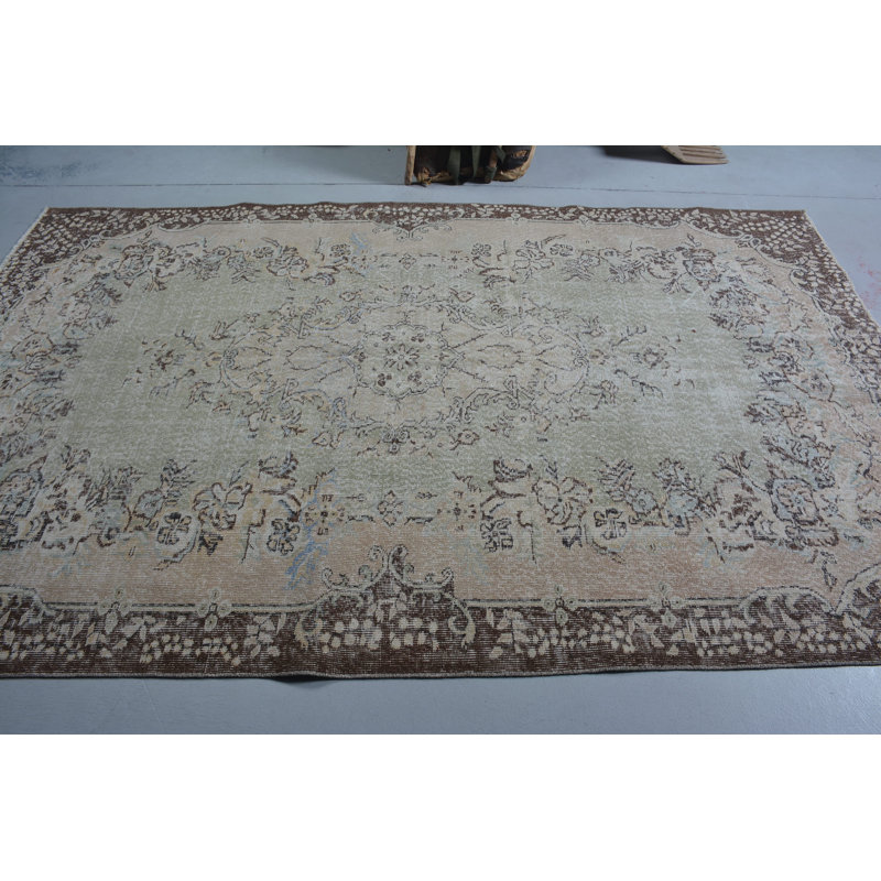 Grands tapis de 5,5 x 8,9 pi, tapis Oushak, tapis brun boho, tapis turcs, tapis neutres, tapis rétro