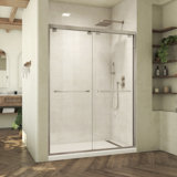 DreamLine Abbey 56 - 60 in. W x 76 in. H Semi-Frameless Bypass Shower Door in Brushed Nickel