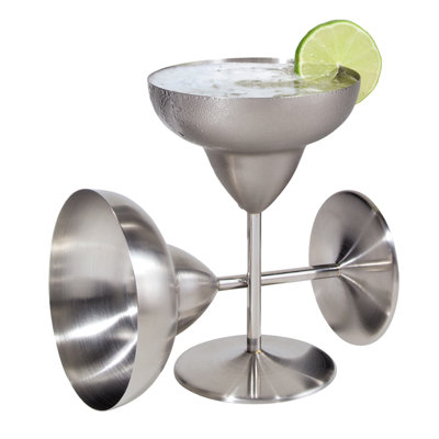 Oggi Barware 2 Piece 12 Oz Stainless Steel Margarita Glass Set