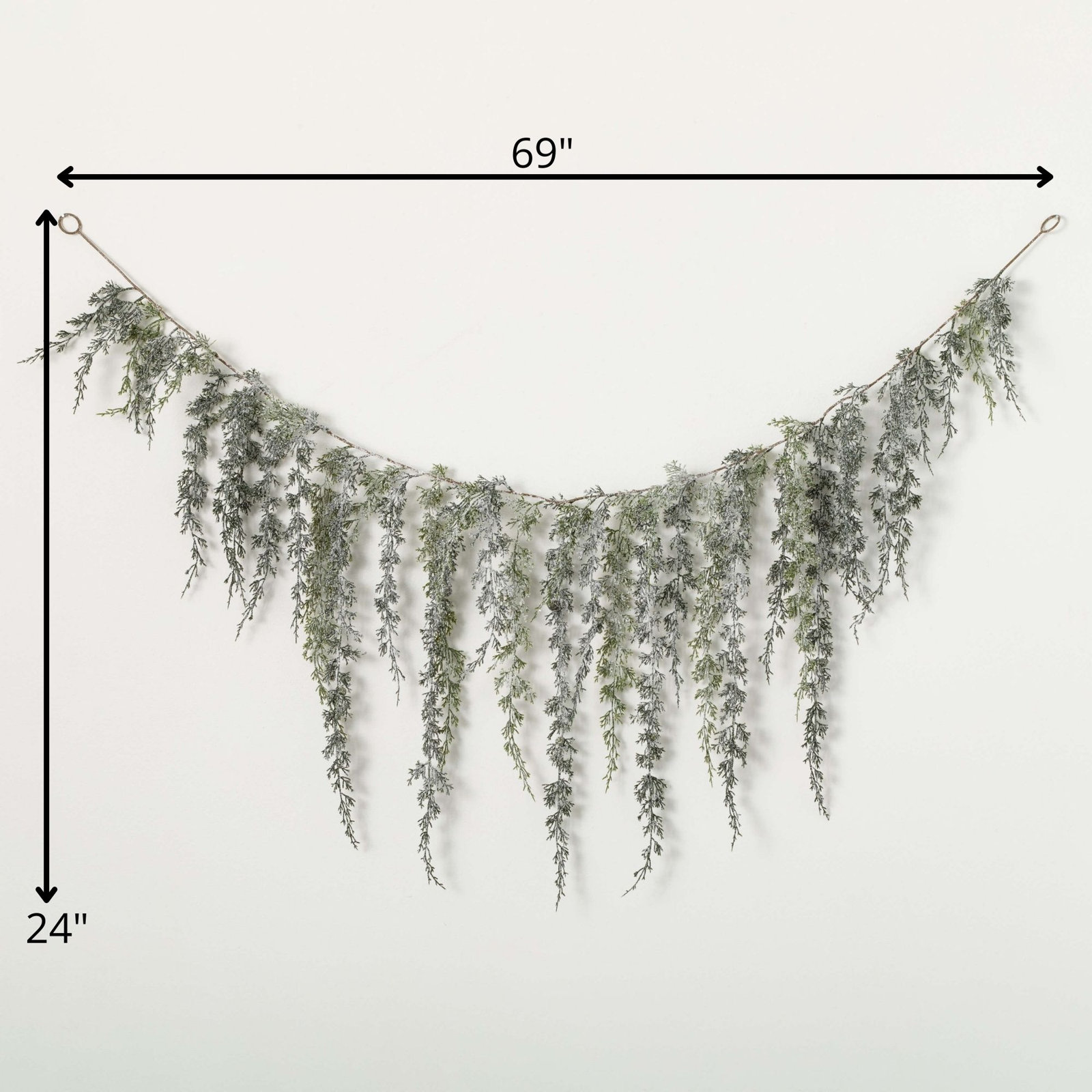 69" Artificial Draping Cypress Christmas Garland, Green-White