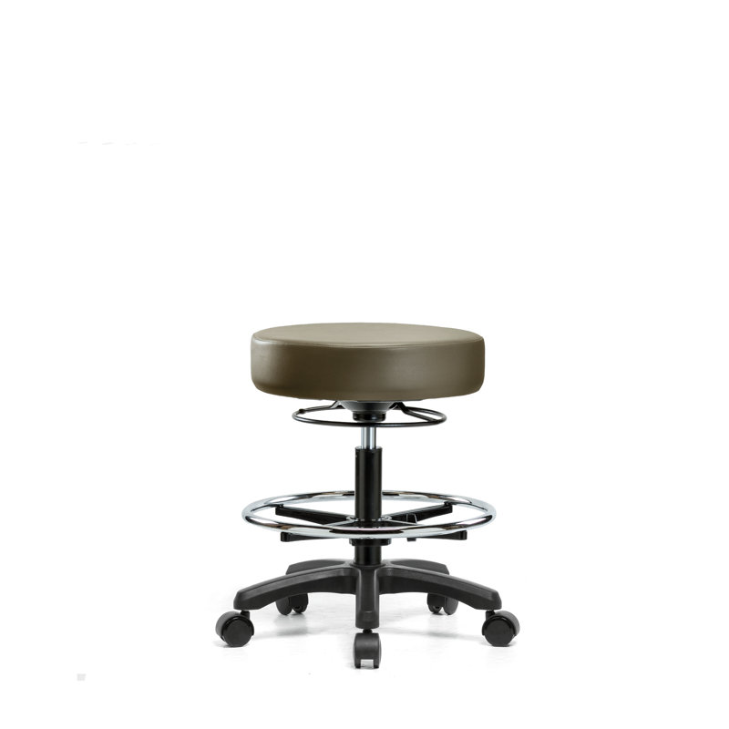 Tabouret de laboratoire en vinyle, Taupe, Roulettes