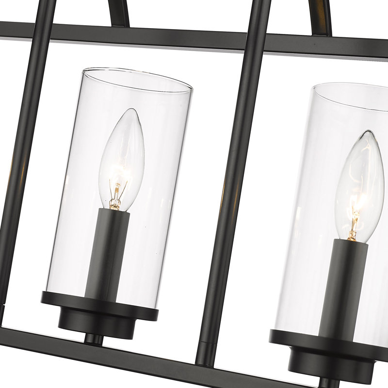 Skegness 5 - Light Matte Black Pendant, Matte Black, Clear Glass
