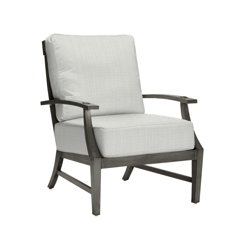 Croquet Patio Chair with Cushions, No Welt + Standard Fill, Intermix Bark, Slate Gray