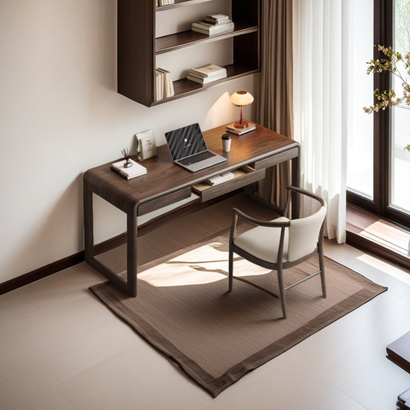 Bureau à tenon et mortaise en vieux bois d'orme massif, 29.52" H x 47.24" W x 25.59" D