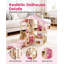 Maison de poupée en bois Suteck, grande maison de poupée en bois rose avec 39 accessoires pour filles