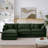3-Seater Modular L-Shaped Chenille Sectional Sofa with Removable Ottoman - Dark Green-1203852883