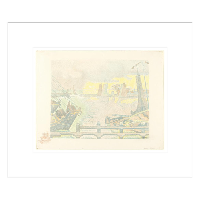 «Bateaux at Flessingue» par Paul Signac - Estampe numérique encadrée, H 13,75 po x l 16,1 po