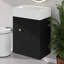 Meuble-lavabo de 20 po avec lavabo en céramique, porte à motif de losanges, poignées dorées et tablettes de rangement latérales, barre à serviettes-336702325