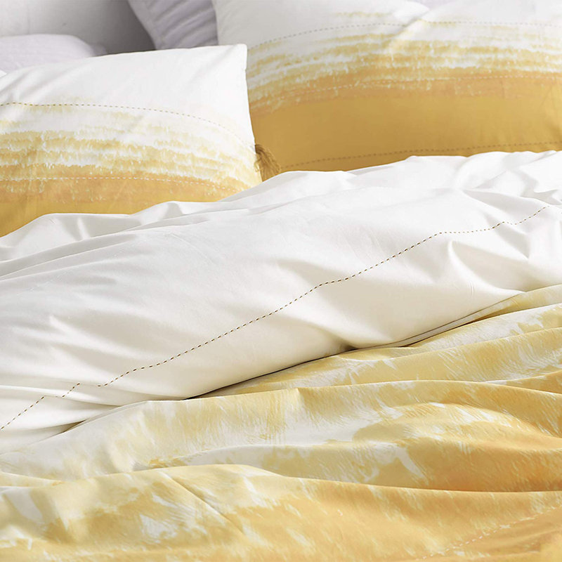  Housse de couette surdimensionnée 100% coton avec pampilles Ombre Sunset, Housse de couette pour lit simple, Ocre