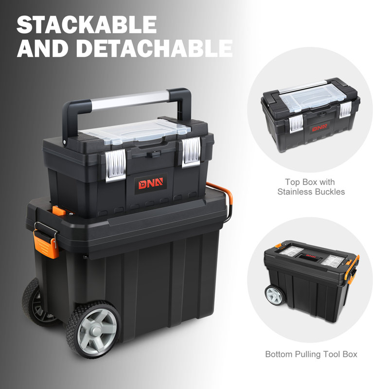 2-Tier Stackable Separate Hand Case Tool Boxes Trolley