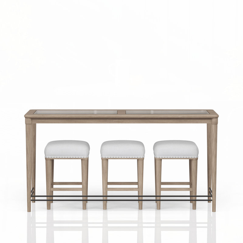 Frosted Glass Console Table With 3 Stools