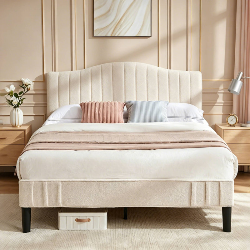 3 Piece Bedroom Furniture Set – Upholstered Queen Size Platform Bed Frame With Adjustable Headboard & 2 Fabric Drawer Nightstands, Modern Bed With Nightstand Set, No Box Spring Needed