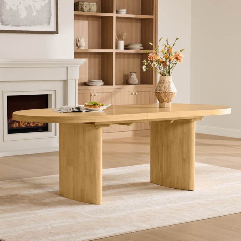 Ensemble de table de salle à manger ovale pour 6 personnes, ensemble de salle à manger moderne en grain de bois avec chaises rembourrées
