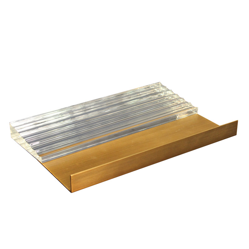 Plateau à stylos en cristal avec détails en laiton - Porte-stylo transparent de luxe pour bureau