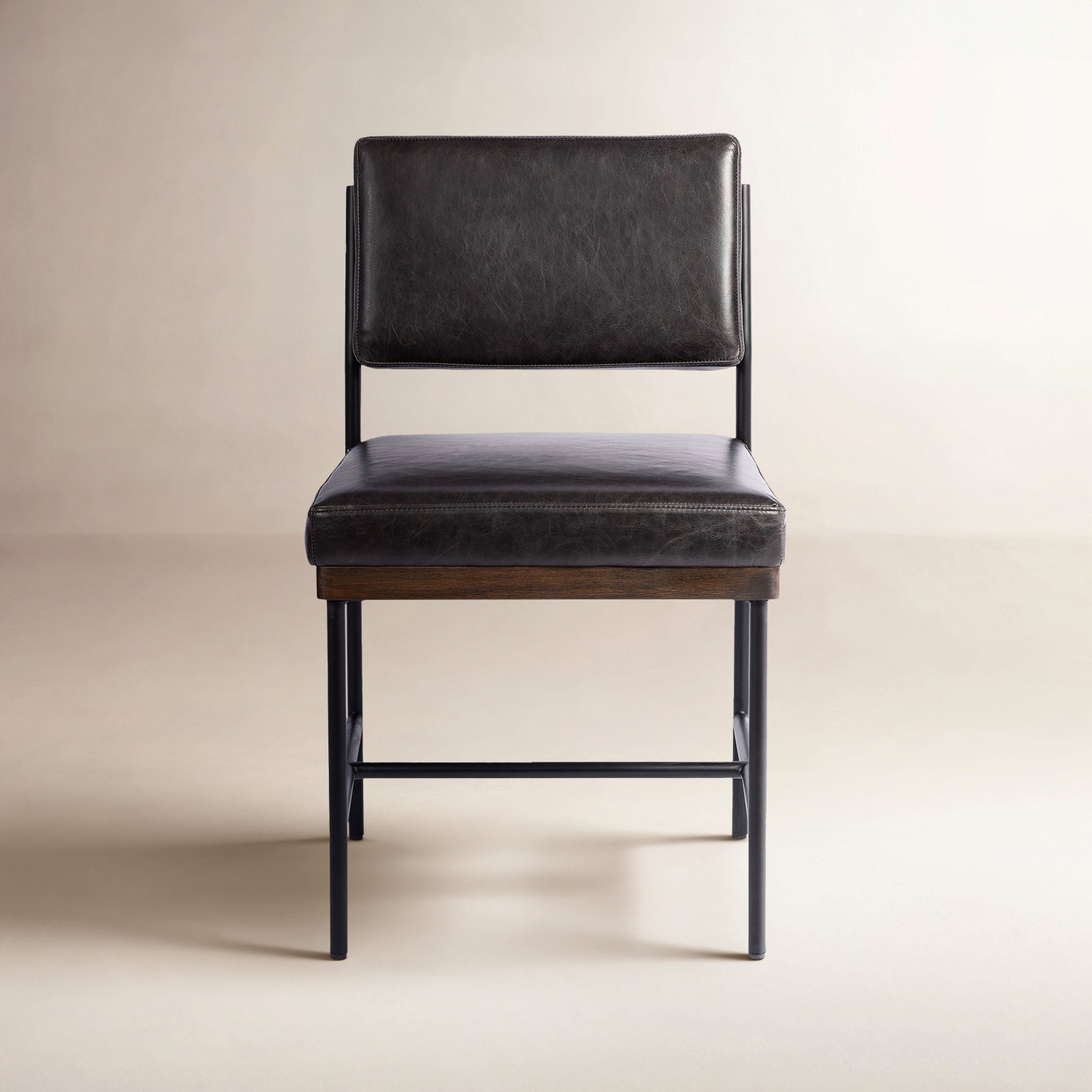Popovich Genuine Leather Side Chair, Black