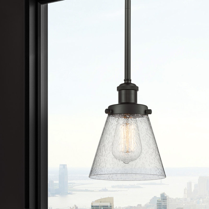 Mini-luminaire suspendu avec tige 6 po Ballston Urban Cone, Grainé, Bronze frotté à l'huile, Ampoule non incluse