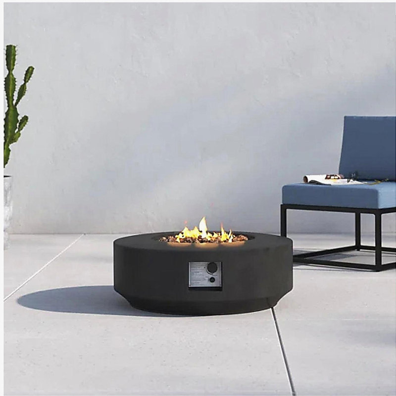 Foyer de table d'extérieur au gaz propane en béton renforcé de fibres de 11 po de hauteur x 30 po de largeur avec couvercle