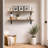 Sorbus 47.3 in Wood Wall Shelves with Black Metal Brackets, 2-Piece Set, Brown-135030851