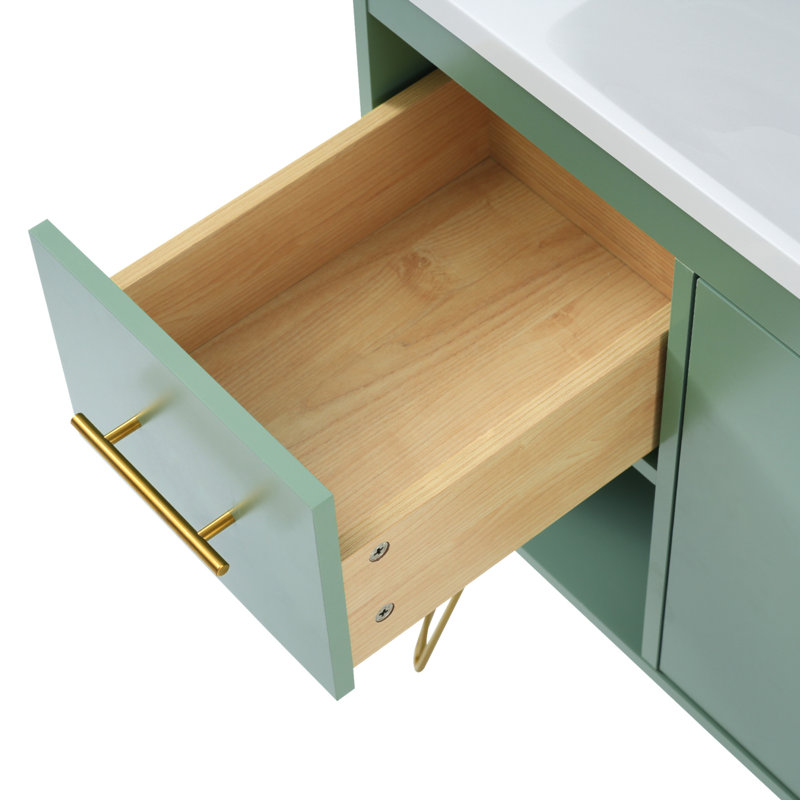 36'' Green MDF Freestanding Bathroom Vanity with Resin Sink