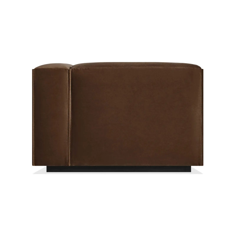 Cleon Chaise Lounge, Right Hand Facing, Coffee Velvet Polyester Blend