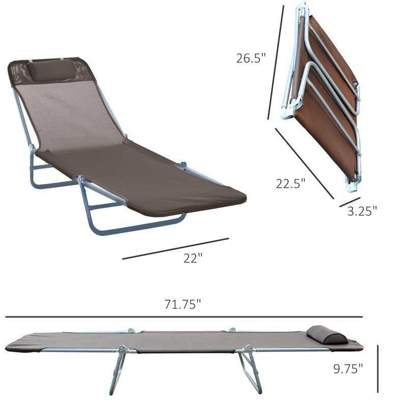 Chaise longue d'extérieur avec 5 sièges réglables et respirants et pliante pour la piscine, la plage, la cour, le patio, la chaise longue brune et la méridienne
