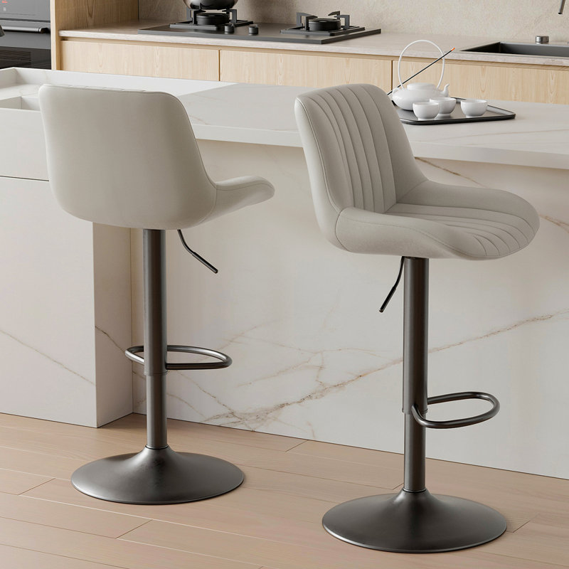 Bar Stools Set Of 2 Adjustable Height Swivel Bar Stools With Backs Performance Fabric Seat Barstools For Home Kitchen Island