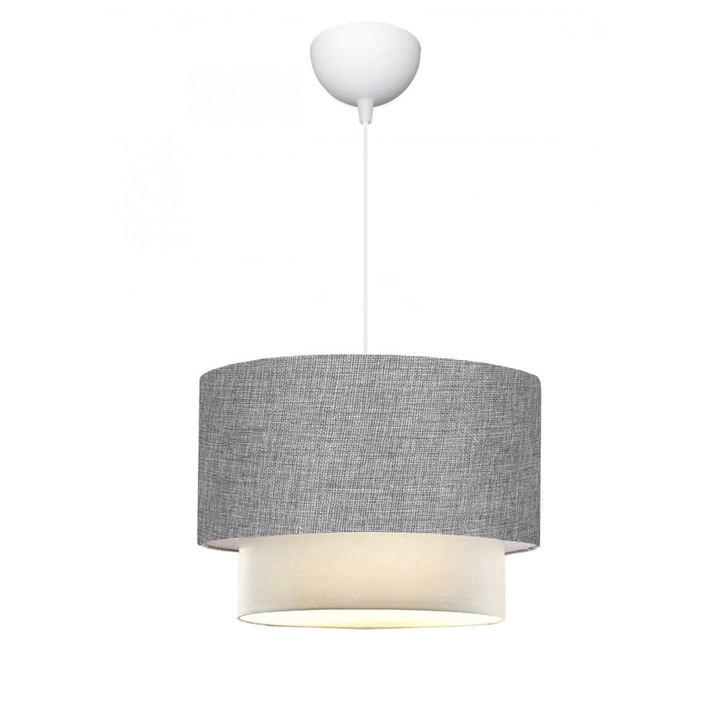 Lustre élégant en tissu gris, hauteur totale de 70 à 80 cm (environ 27,6 à 31,5 pouces) | Douille E 27, 40 W maximum | Luminaire élégant pour le salon et la salle à manger, classé IP20, parfait pour un décor moderne