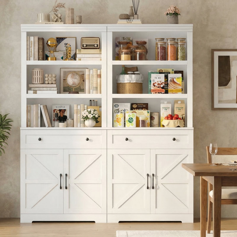 Armoire de rangement de style campagnard avec tablettes et tiroir Anandi