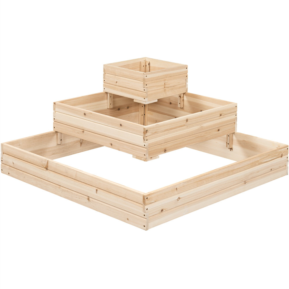 Arlmont & Co. 4 ft x 4 ft 3-Tier Fir Wood Raised Garden Bed Open-Bottom Planter & Reviews | Wayfair