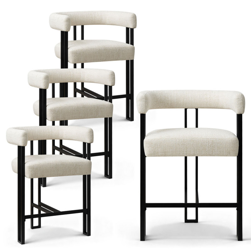 24" Upholstered Tweed Counter Stool, Beige