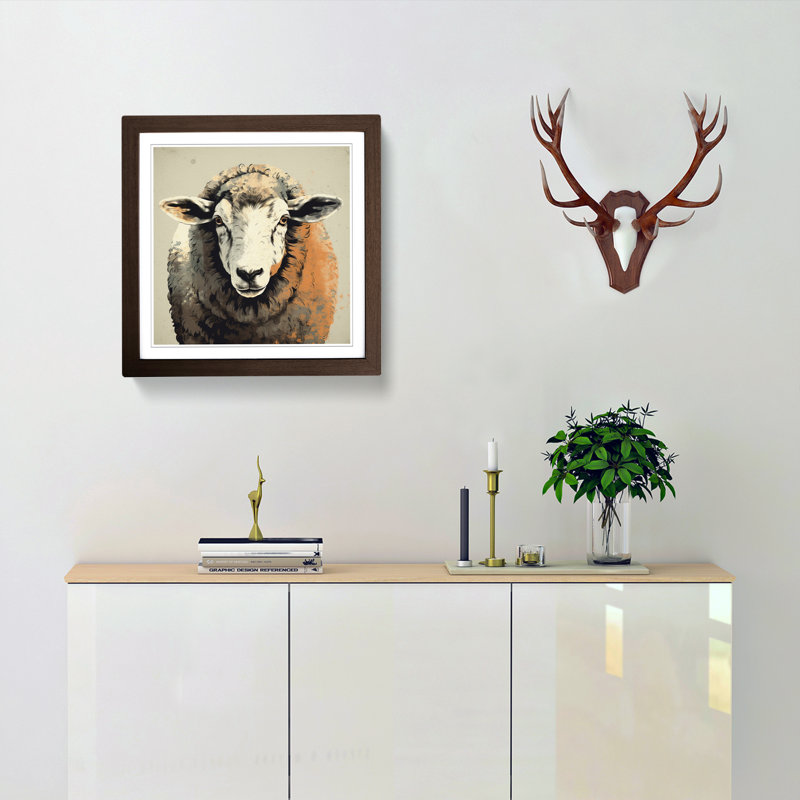 Sheep Retro - Framed Print, Walnut