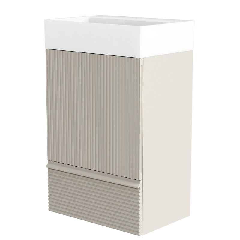 Meuble-lavabo de salle de bain autoportant avec portes à fermeture douce (ensemble KD) - sans le lavabo, Beige