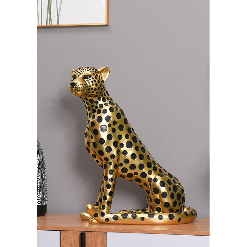 Figurine luxueuse et luxueuse en résine léopard