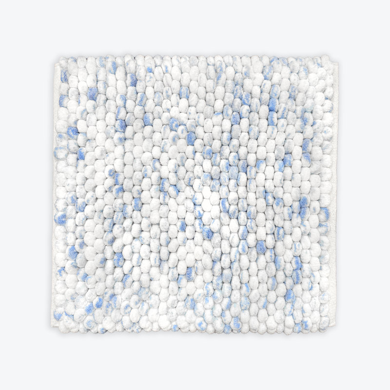 Rylann Marble Square Bath Mat, Blue