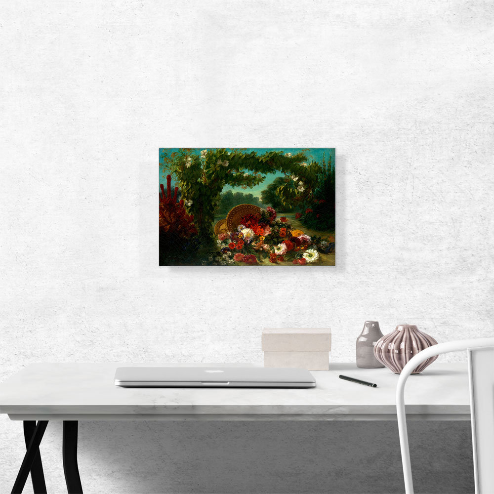 ARTCANVAS " Basket Of Flowers " by Eugene Delacroix Painting Print