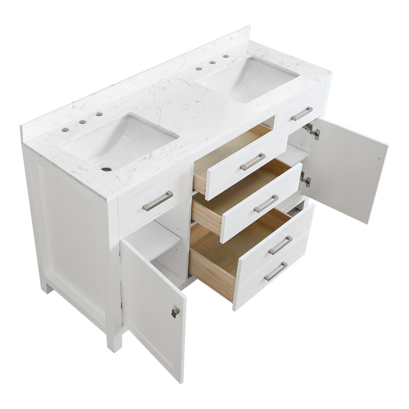 Ignacio 60'' Double Bathroom Vanity With Engineered Stone Top